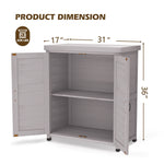 Rustic Cedar Wood Potting Bench With Storage Cabinet And Metal Top For Outdoor Patio - Gray