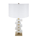 D15x26.7' White and Gold Alabaster Slab Table Lamp