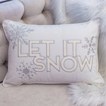 Nneka Let It Snow Ivory Velvet Lumbar Pillow with Insert 14x20