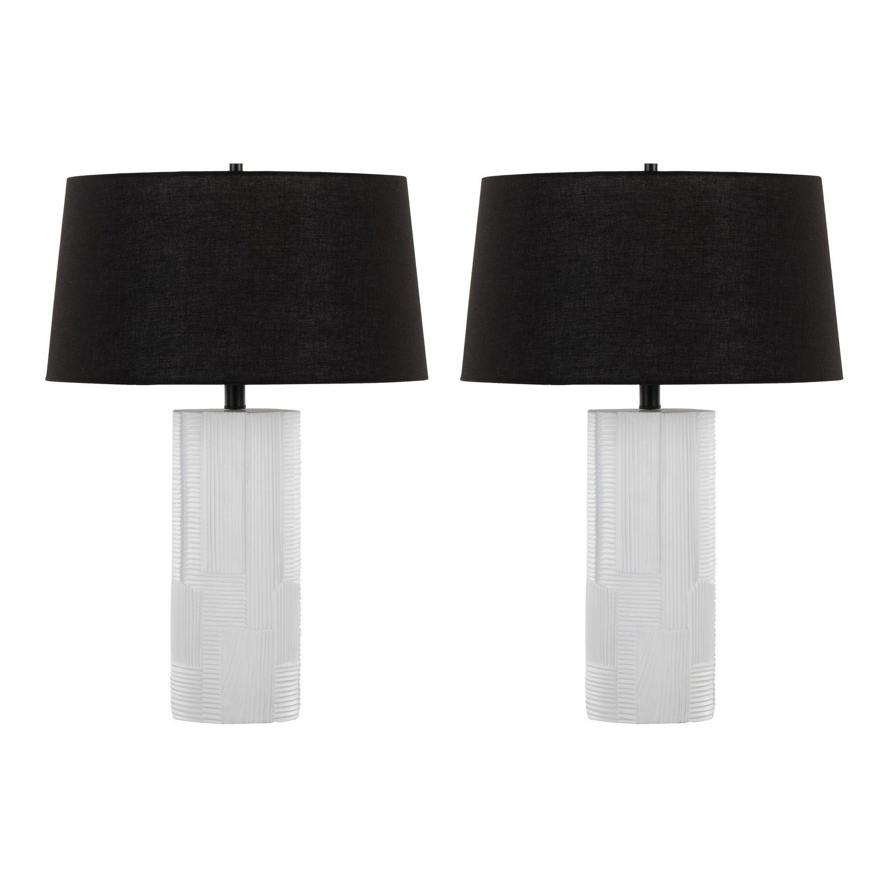 Petra 26" Contemporary Polyresin Table Lamp in Cream and Black - Set of 2