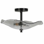 Ceiling Light Fixtures Flush Mount Indoor Outdoor Ceiling Light with Water Ripple Glass Shade (Black)