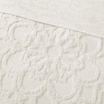 Tufted Cotton Chenille Medallion Fringe Coverlet Mini Set - Off-White