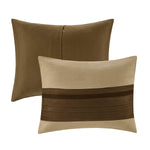 7 PC Pieced Faux Suede Comforter Set Natural Cal King