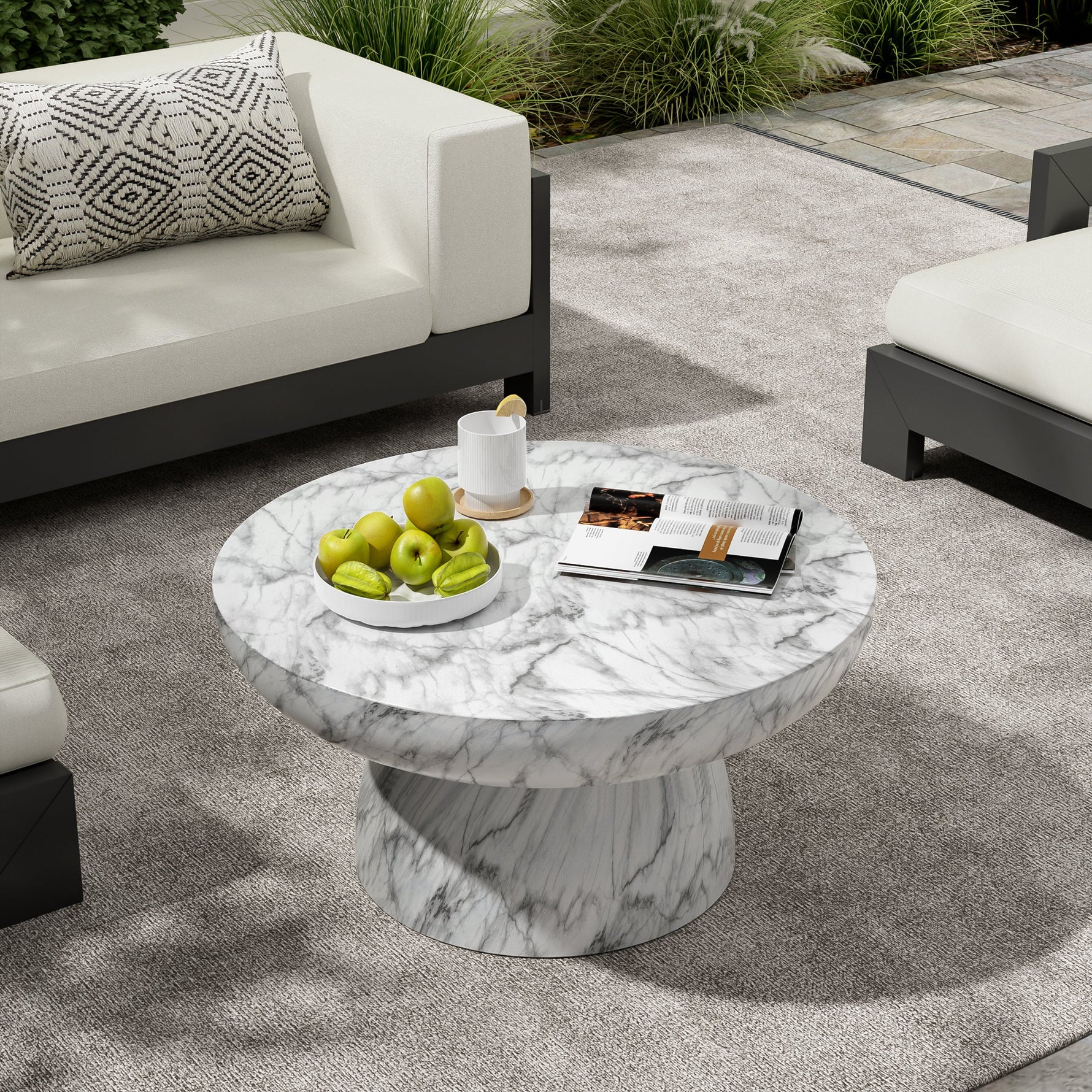 MGO Faux Marble Coffee Table for Indoor and Outdoor Use