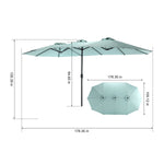14.8 Ft Double Sided Outdoor Umbrella Rectangular Large with Crank (Orange)