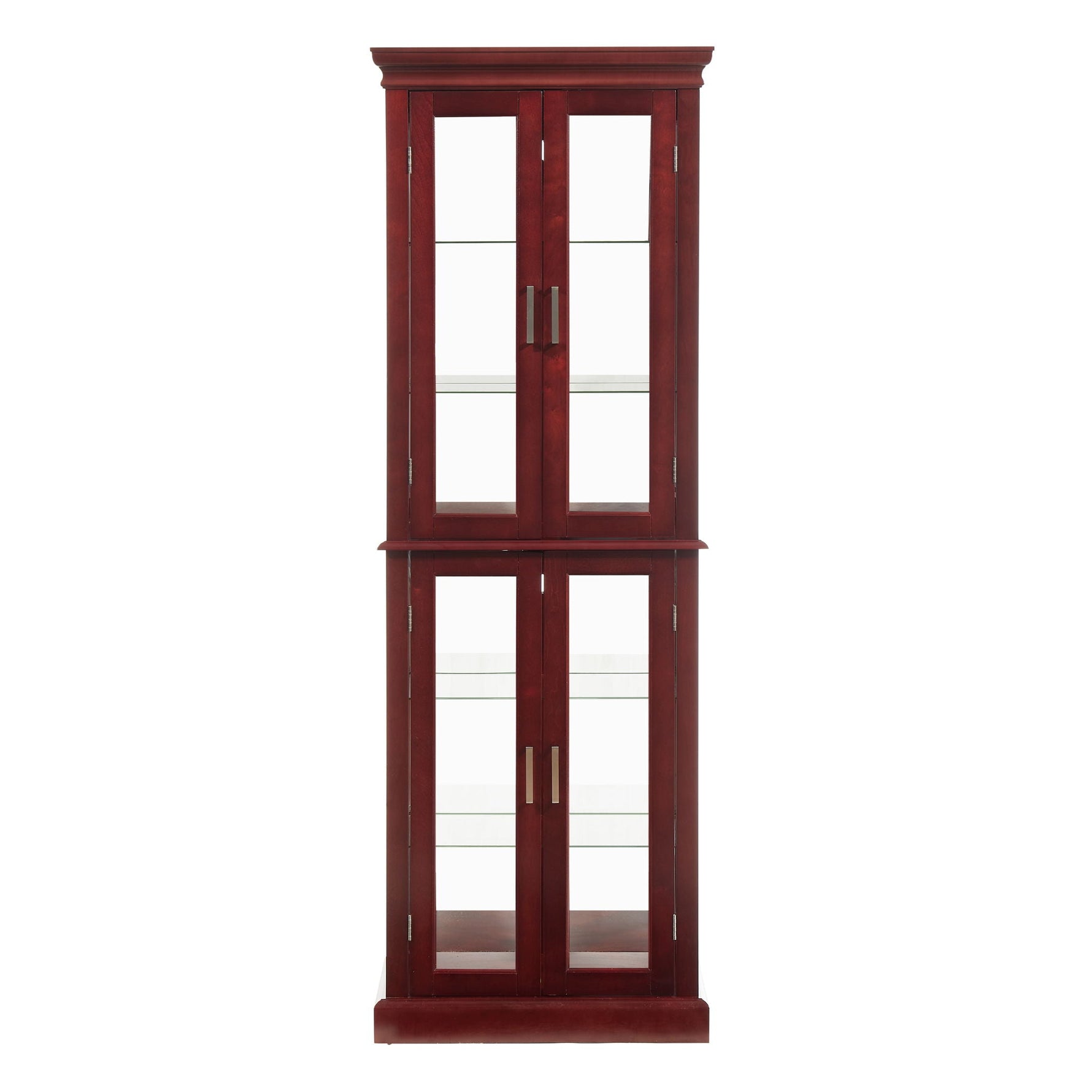 Lighted Curio Cabinet With Adjustable Shelves and Mirrored Back Panel
