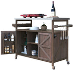 K&K Outdoor Kitchen Island, Rolling Bar Cart & Storage Cabinet