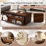 Modern Rectangle Coffee Table with 4 Drawers and 2 Display Shelves