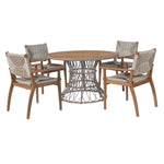 Durable Outdoor Dining Chair Set with Acacia Wood Frame and Wicker Seat