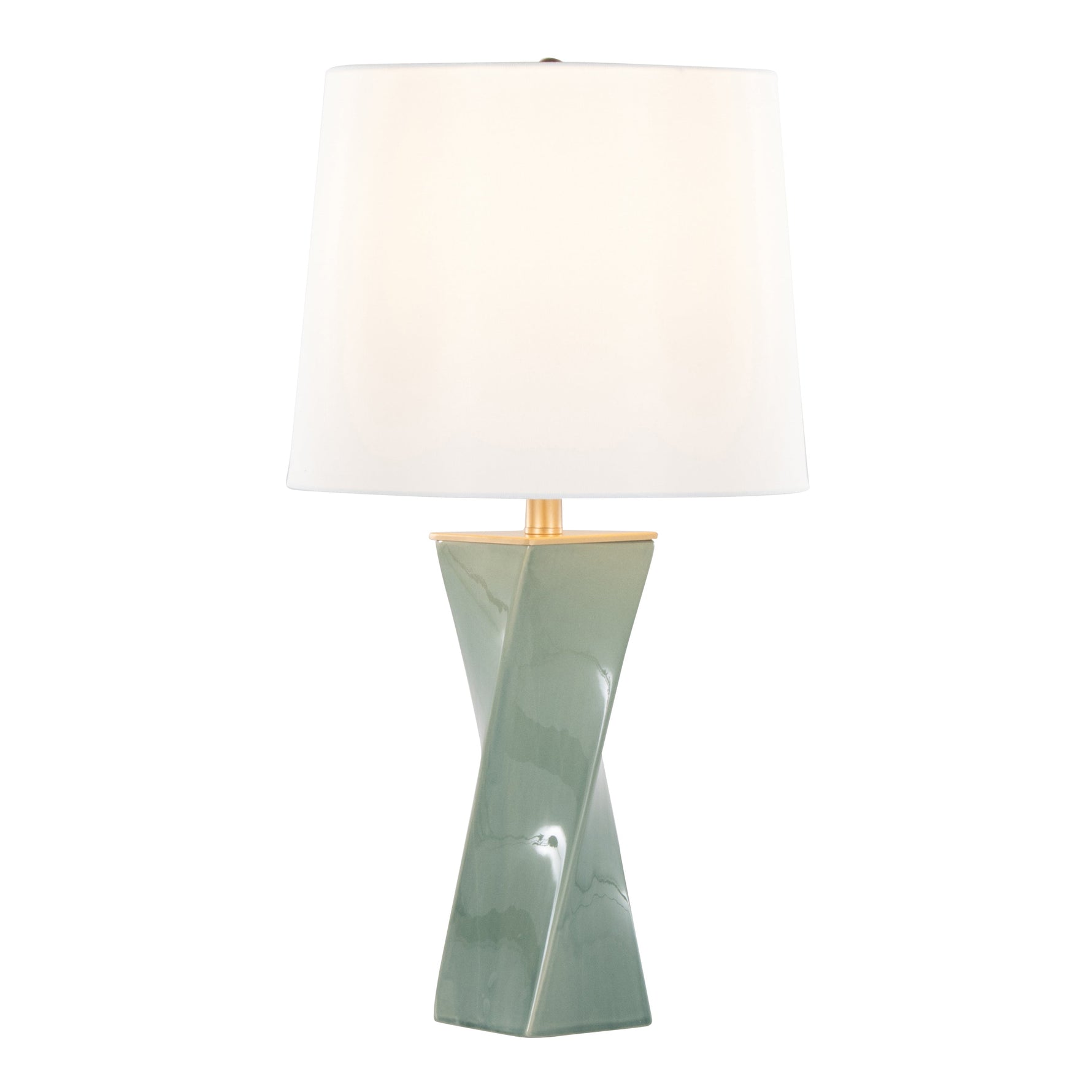 Curvo Square Contemporary 27" Ceramic Table Lamp in Sage Green