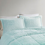 Full/Queen Ombre Shaggy Long Fur Comforter Mini Set