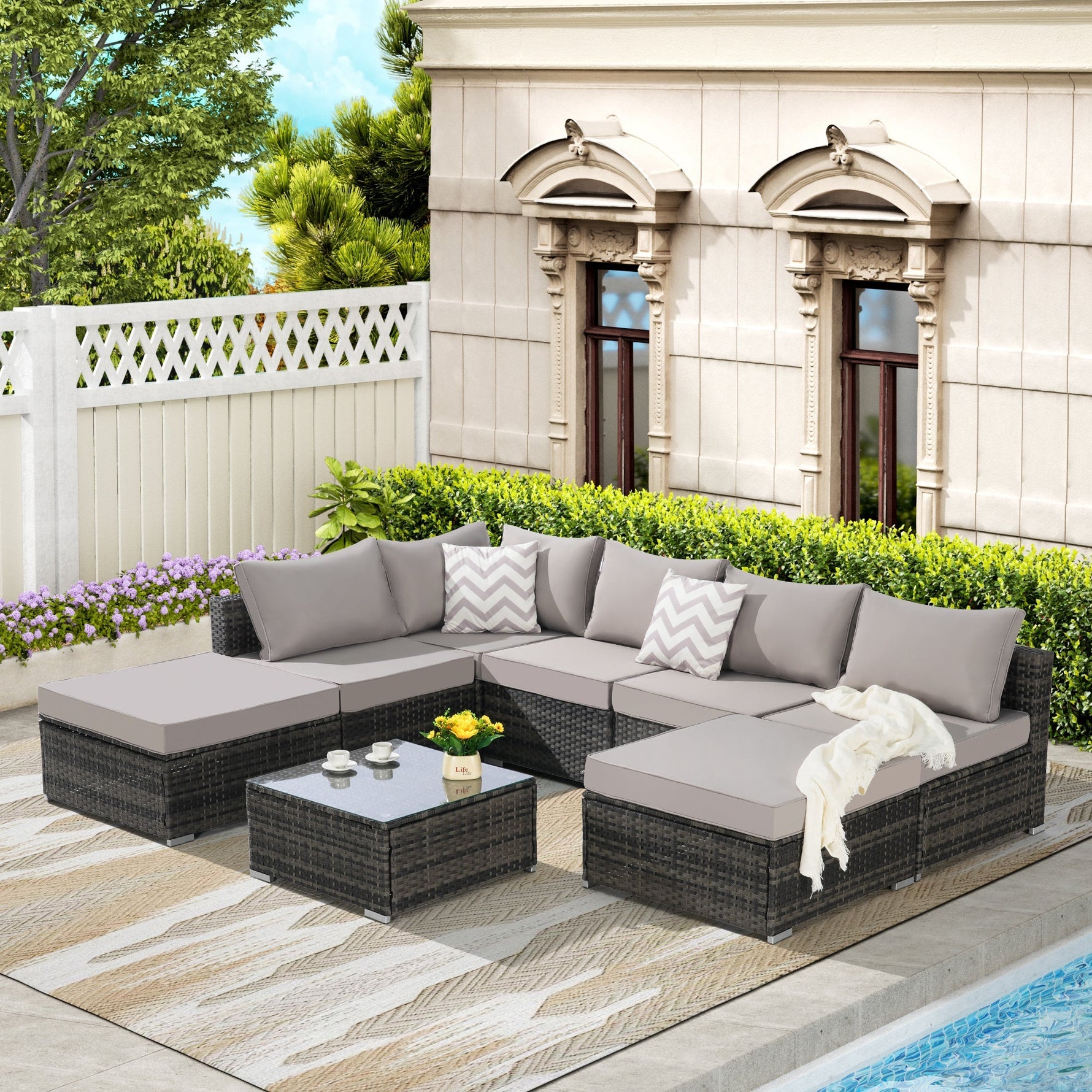 8 Pieces Outdoor Patio Sectional Sofa Couch