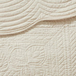 3 Pc Antimicrobial Cream Reversible Scalloped Edge Quilt Set