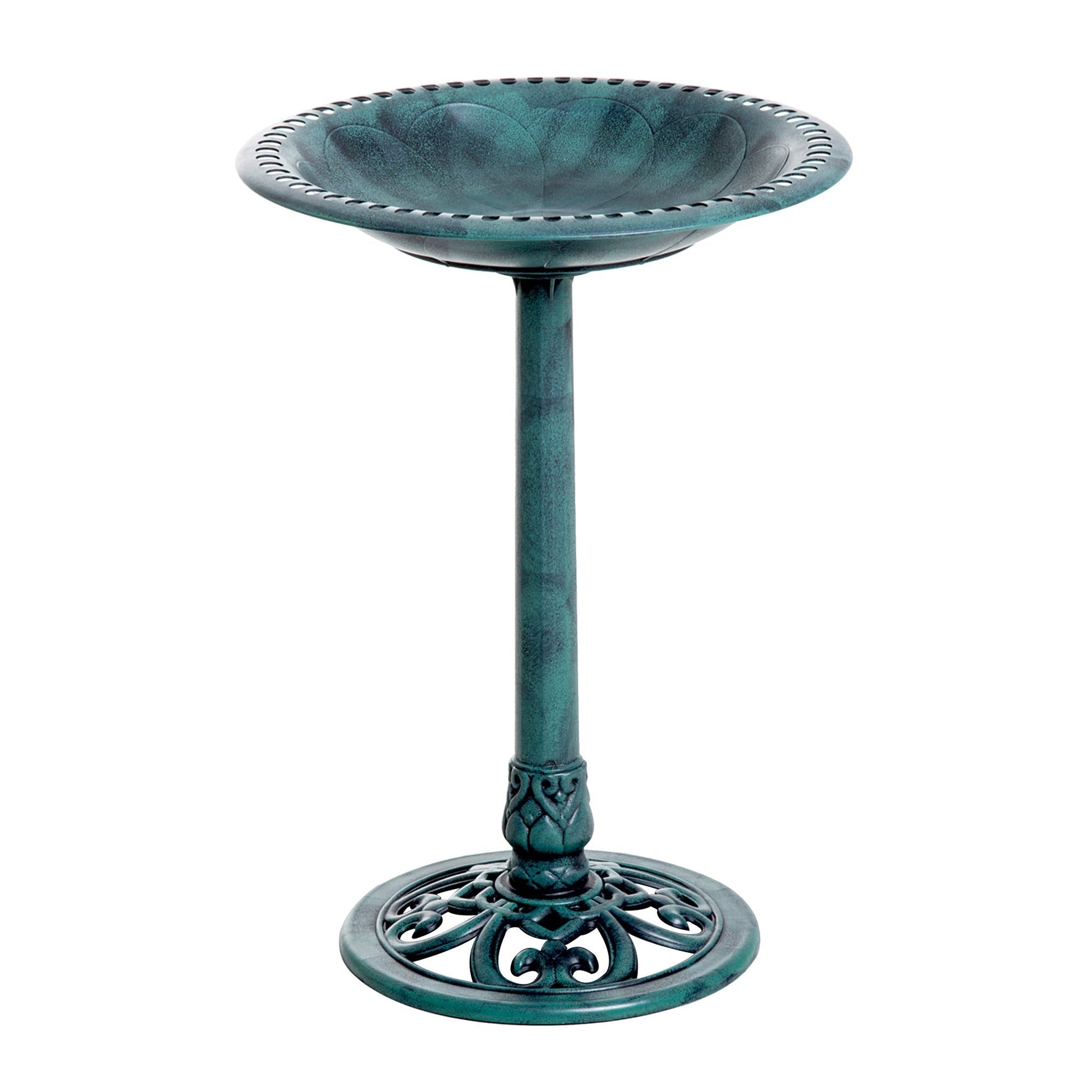 Outsunny 28'' Bird Bath Outdoor Resin Decor with Fleur De Lis Pattern