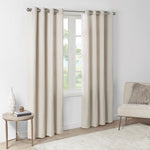 Plaid Rod Pocket and Back Tab Curtain Panel with Fleece Lining Natural 50x84"