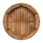 27.95" Acacia Wood Outdoor Coffee Table with Handwoven Rope Accent
