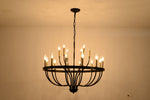 15-Light Industrial Iron Candle Chandelier Modern Farmhouse Pendant Light