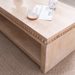 Modern Wood Coffee Table with Beaded Trim – 47" Rectangular