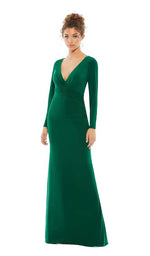 Mac Duggal 26573 Long Sleeve Dress for Evening - Long Formal Dress for Women Emerald