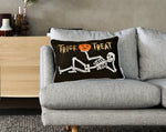 Embroidered Velvet Halloween Skeleton Lumbar Pillow