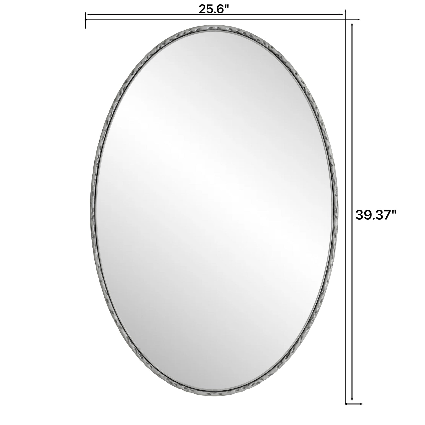 Iron Art Oval Retro Mirror with Antique Effect in Silver