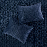 3 Piece Velvet Quilt Set Navy King/Cal King