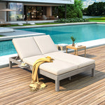 TREXM 5-Position Adjustable Backrest Double Chaise Lounge Outdoor