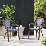 Bistro Chair With 2 Toned Checkered Pattern (Set of 2) - White / Navy