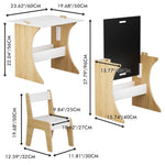 Table Set With 1 Chair, Multifunctional Study Table Convertible Top for Study, Drawing & Play - White