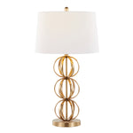Linx 29" Contemporary Metal Table Lamp in Gold Metal and White Linen Shade - Set of 2