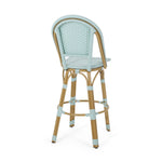 29.5' Outdoor PE Rattan and Aluminum French Barstools, Set of 2