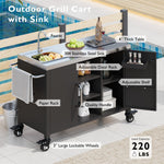 K&K 55.5" Outdoor Kitchen Island with Sink