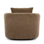 Chenille Upholstered 360° Swivel Chair with Throw Pillow, Dark Brown