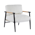 Modern Accent Chair With Plush Cushions and Wooden Armrests