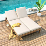 TREXM 5-Position Adjustable Backrest Double Chaise Lounge Outdoor