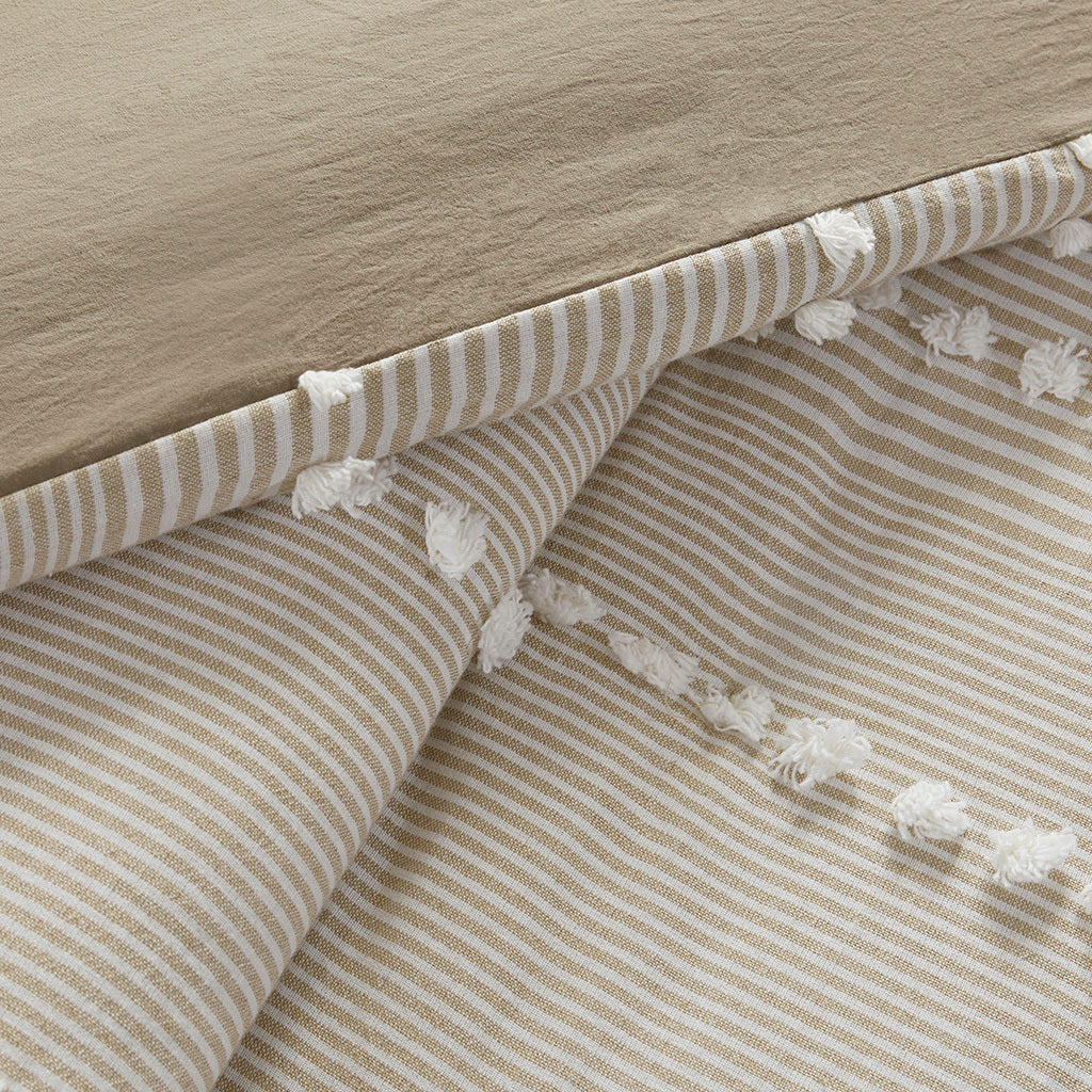 King 3 Piece Cotton Yarn Dyed Duvet Cover Set