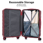 Set 3PCs 20'/24'/28' ABS Spinner Wheel Luggage Wine Red
