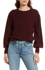 FRAME Smock Cuff Cashmere Sweater Cabernet Medium