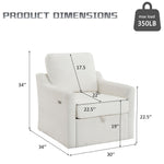 Swivel Arm Chair With USB Type-C Charging And Book Pocket