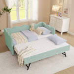 Cozy Gingham Daybed with Trundle Twin Size Sofa Bed No Box Spring Needed