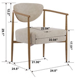 Beige PU Leather Dining Room Chair with Metal Frame