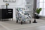 Upholstered Accent Chair, Vintage Armchair with Linen Fabric and Nailhead Trim