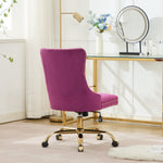 Office Chair Modern Velvet Upholstered Tufted Button (Purple)