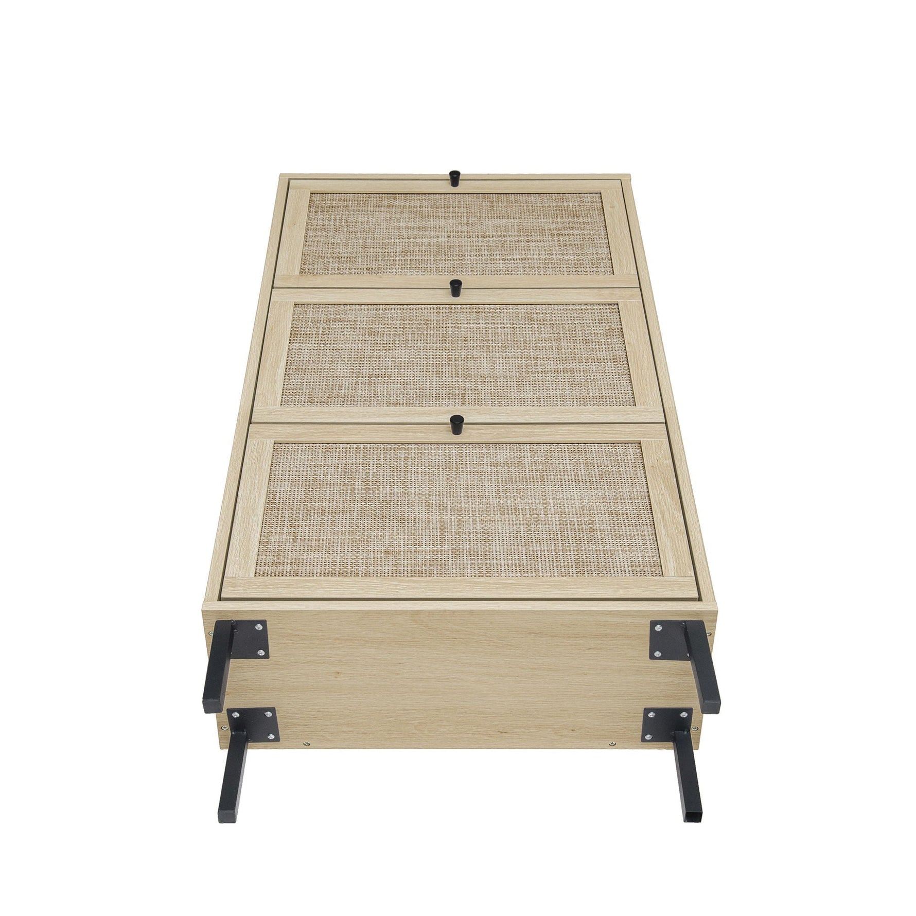 Modern Rattan 3 Door Shoe Rack Cabinet for Entryway