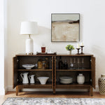 Diamond Fluted Sideboard Storage Cabinet with Adjustable Shelves