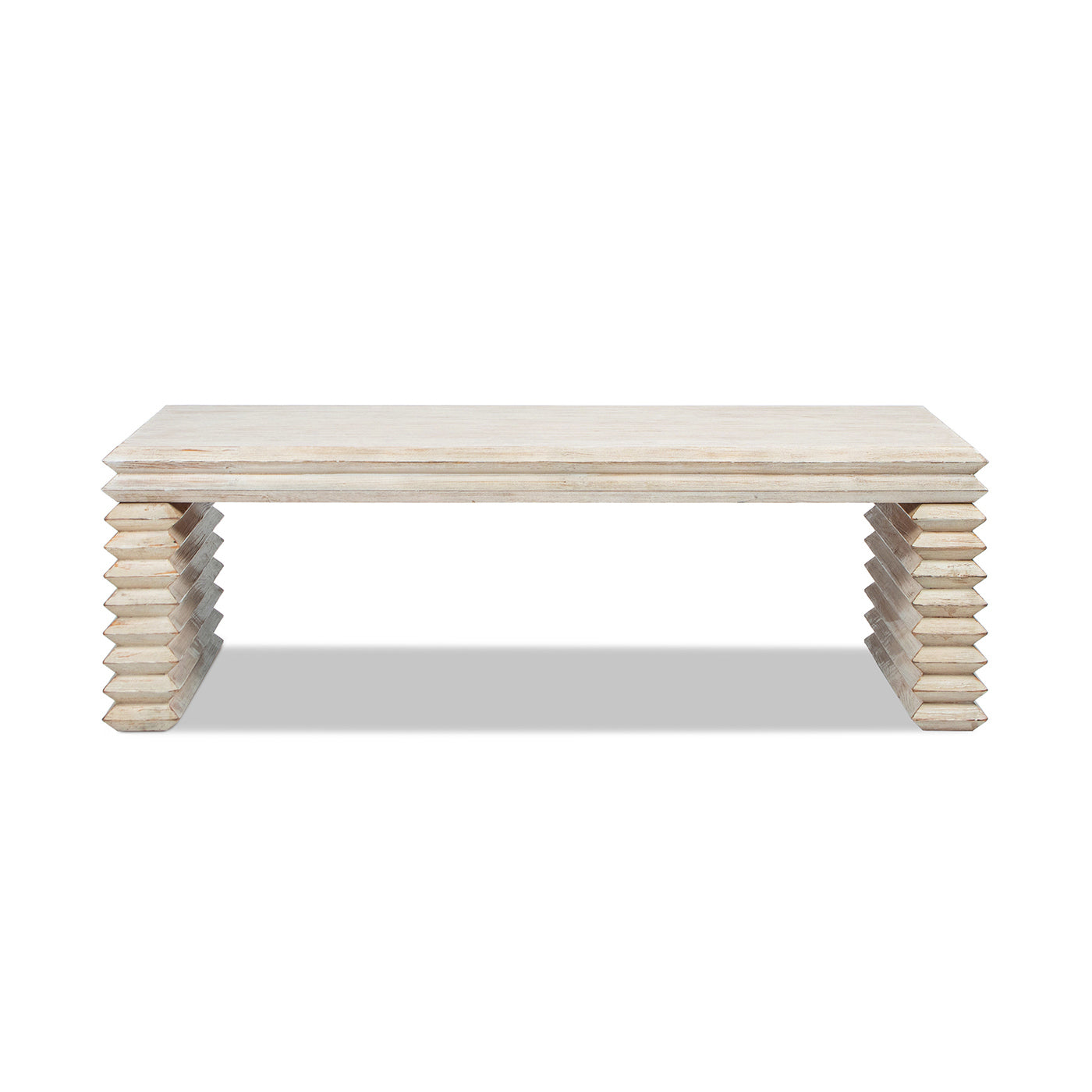 Veda 55" Reclaimed Wood Stacked Geometric Waterfall Coffee Table