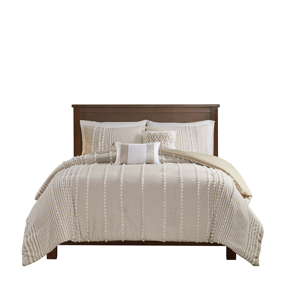 King 3 Piece Cotton Yarn Dyed Duvet Cover Set