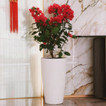 Set of 2 Faux Rattan Tall Planters with Automatic Watering System