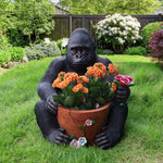 Outdoor Garden Sculpture Chimpanzees Flower Pot Planter