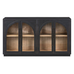 4-Door Large Storage Sideboard Buffet Cabinet with Glass Doors Arched Cabinet (Black)